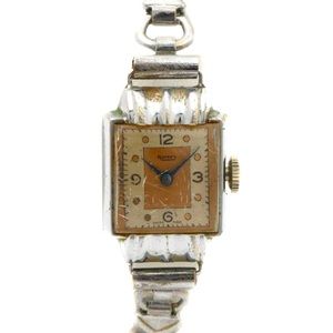 Vintage Rotary Brand Square Gold and White Dial Wristwatch